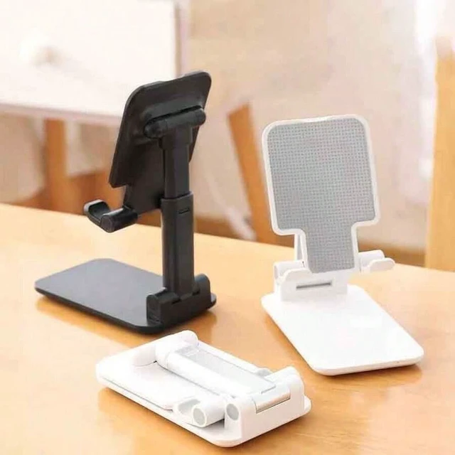 Alt view image 4 of 6 - Bks White Mini Foldable Phone Stand High Quality Flexible Device Holder Adjustable Height Angle Desktop Travel Accessory