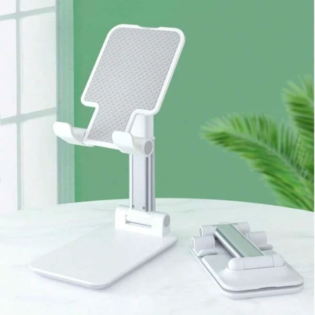 Alt view image 6 of 6 - Bks White Mini Foldable Phone Stand High Quality Flexible Device Holder Adjustable Height Angle Desktop Travel Accessory