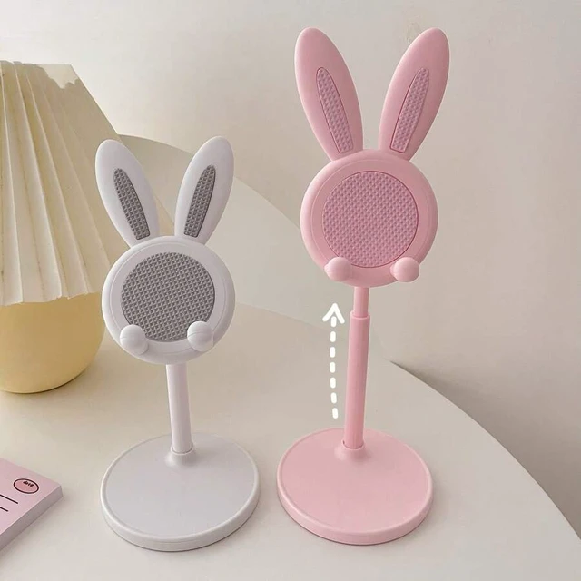 Alt view image 2 of 6 - Bks 2Pcs Adjustable Desktop Phone Holder Stand with Bunny Ears Design for iPhone Android Devices