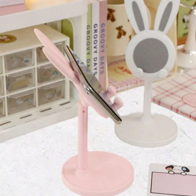 Alt view image 3 of 6 - Bks 2Pcs Adjustable Desktop Phone Holder Stand with Bunny Ears Design for iPhone Android Devices