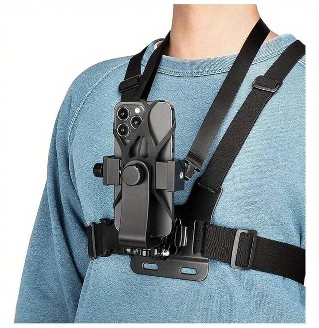 Main image of Bks Adjustable Universal Chest Strap for Action Cameras, Compatible with GoPro iPhone Insta360, ABS Material for Vlogging Cycling Fishing
