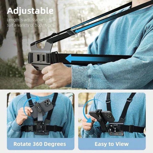 Alt view image 5 of 7 - Bks Adjustable Universal Chest Strap for Action Cameras, Compatible with GoPro iPhone Insta360, ABS Material for Vlogging Cycling Fishing