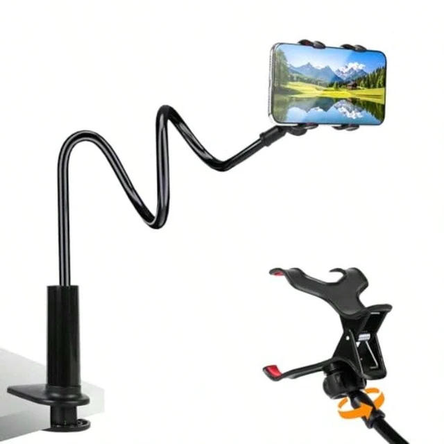 Alt view image 2 of 7 - Bks Gooseneck Cell Phone Holder Universal Lazy Bracket Mobile Phone Clip Stand 360 Degree Rotation Flexible Long Arm Phone Mount For Desk Bedroom Office Mobile Cell Phone Stand For 4.0-7.0''