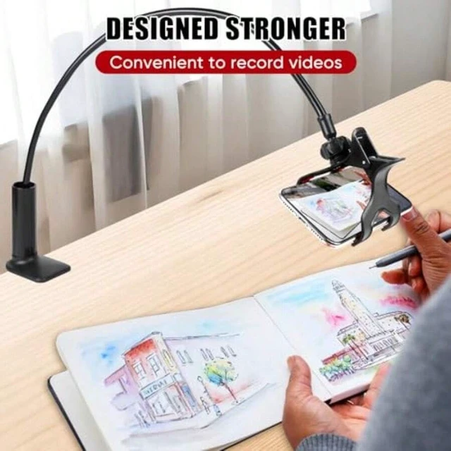 Alt view image 5 of 7 - Bks Gooseneck Cell Phone Holder Universal Lazy Bracket Mobile Phone Clip Stand 360 Degree Rotation Flexible Long Arm Phone Mount For Desk Bedroom Office Mobile Cell Phone Stand For 4.0-7.0''
