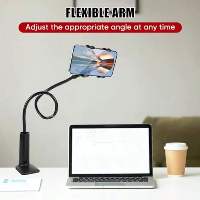 Alt view image 6 of 7 - Bks Gooseneck Cell Phone Holder Universal Lazy Bracket Mobile Phone Clip Stand 360 Degree Rotation Flexible Long Arm Phone Mount For Desk Bedroom Office Mobile Cell Phone Stand For 4.0-7.0''