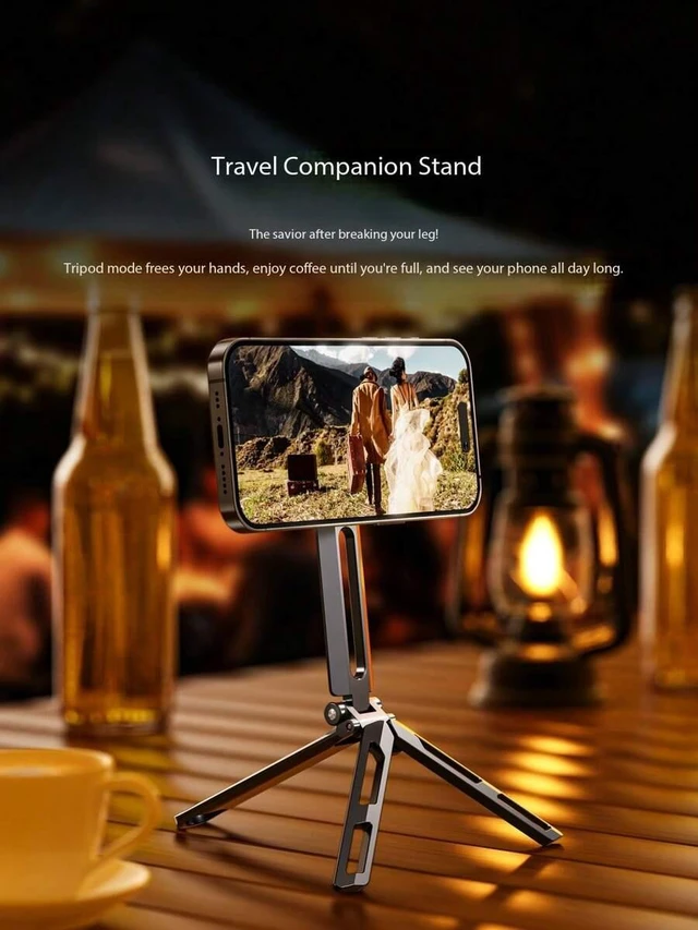 Alt view image 6 of 7 - Bks Foldable Portable Phone Tripod Stand Lightweight Universal Holder for Travel Outdoor Vlog Photography Compatible with iPhone Android