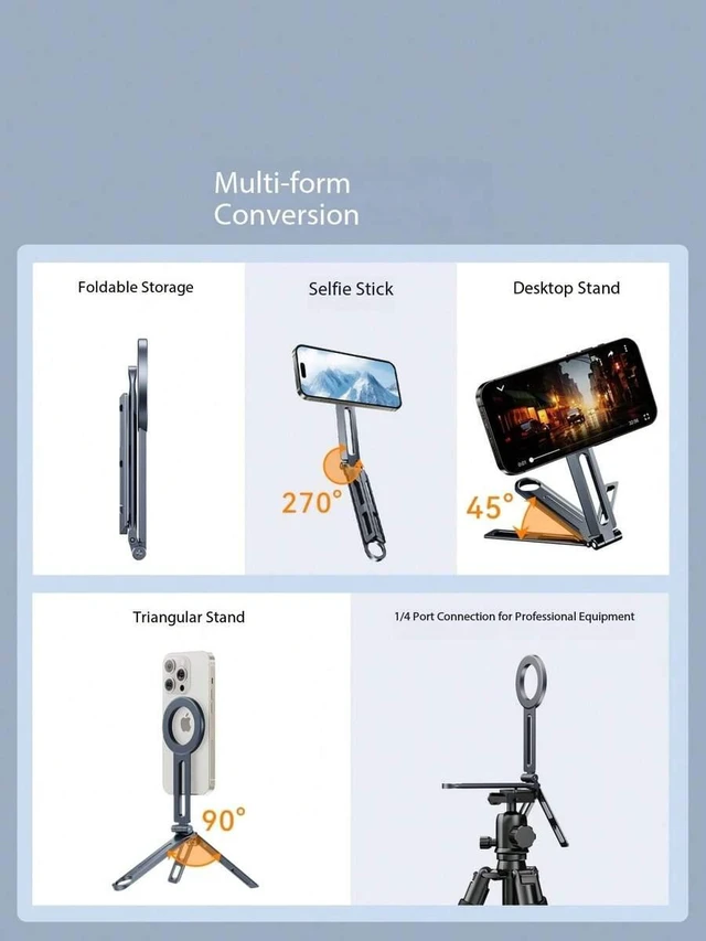 Alt view image 5 of 7 - Bks Foldable Portable Phone Tripod Stand Lightweight Universal Holder for Travel Outdoor Vlog Photography Compatible with iPhone Android