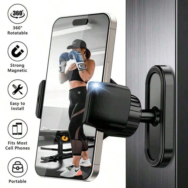 Alt view image 7 of 7 - Bks 360 Rotating Magnetic Phone Mount Gym Edition Portable Holder Secure Metal Surface Attachment Compatible With Smartphones 4.7 to 7 Inches