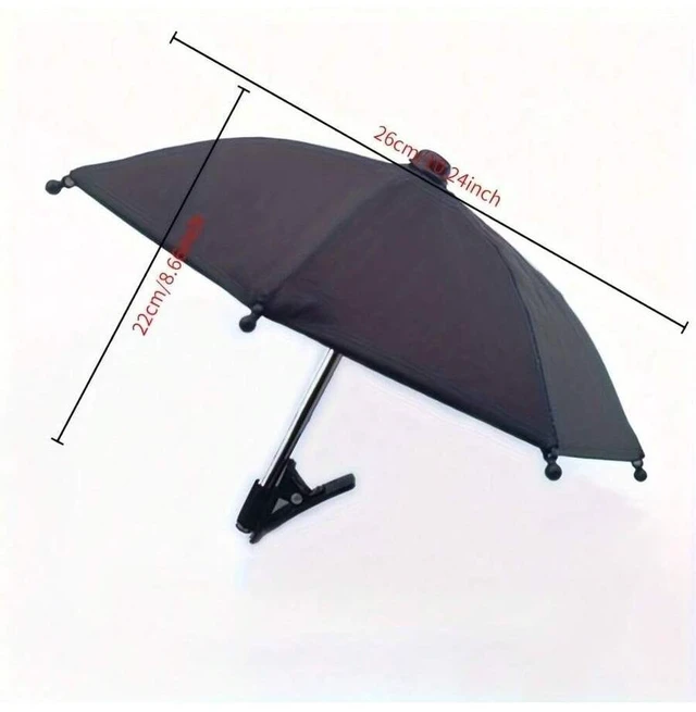 Main image of Bks Black Phone Stand Sunscreen Umbrella Clip Portable Rainproof Sunshade Compatible With iPhone Android Outdoor Gift