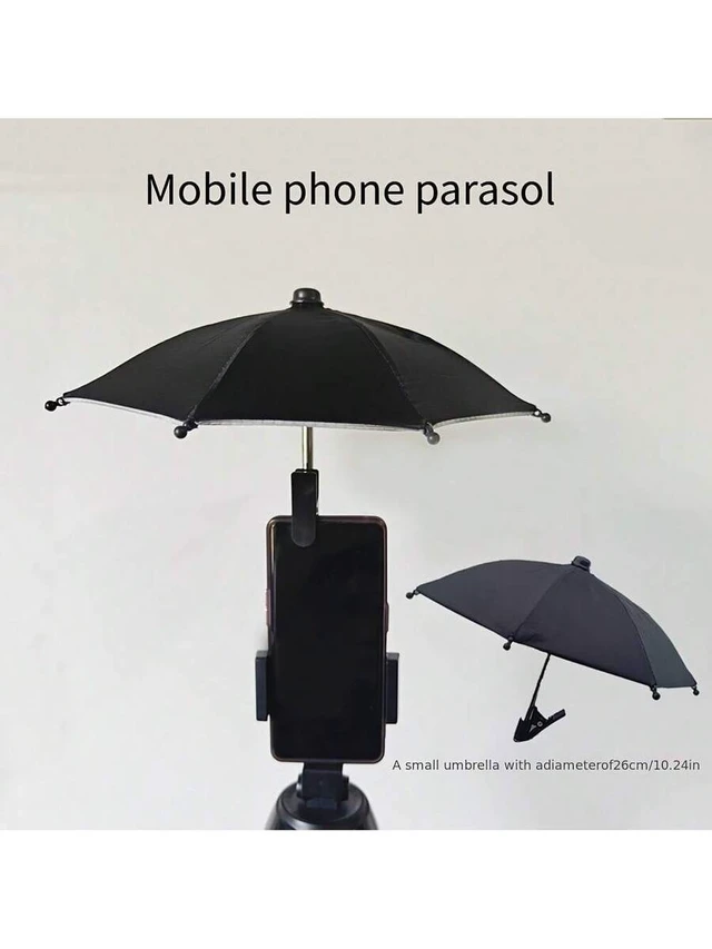 Alt view image 2 of 7 - Bks Black Phone Stand Sunscreen Umbrella Clip Portable Rainproof Sunshade Compatible With iPhone Android Outdoor Gift