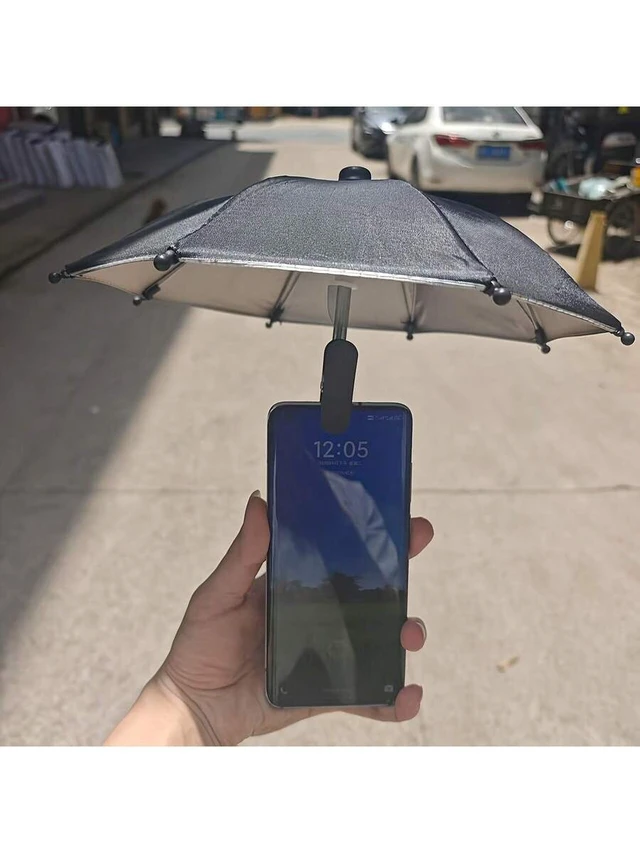 Alt view image 4 of 7 - Bks Black Phone Stand Sunscreen Umbrella Clip Portable Rainproof Sunshade Compatible With iPhone Android Outdoor Gift