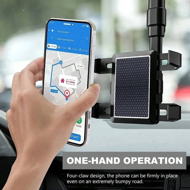 Alt view image 4 of 7 - Bks Rear View Mirror Phone Holder, 360 Rotatable Retractable Universal Mount for All Smartphones iPhone Android Car Accessories