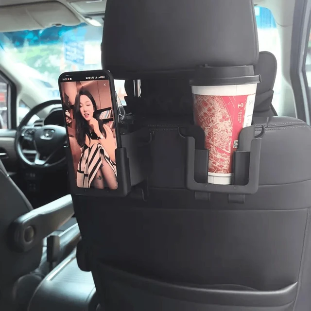 Alt view image 3 of 7 - Bks Car Seat Back Storage Rack with Cup Holder Phone Stand Hook for Most Vehicles Multi Functional