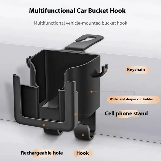 Alt view image 6 of 7 - Bks Car Seat Back Storage Rack with Cup Holder Phone Stand Hook for Most Vehicles Multi Functional