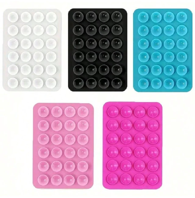 Main image of Bks 5pcs Silicone Grip Phone Handle With 24 Mini Suction Cups Sticky Holder For Selfie Video Shower Wall Mount Compatible iPhone Android