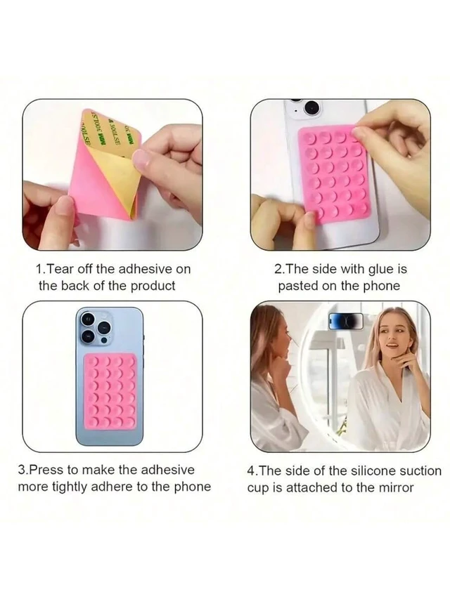 Alt view image 6 of 7 - Bks 5pcs Silicone Grip Phone Handle With 24 Mini Suction Cups Sticky Holder For Selfie Video Shower Wall Mount Compatible iPhone Android