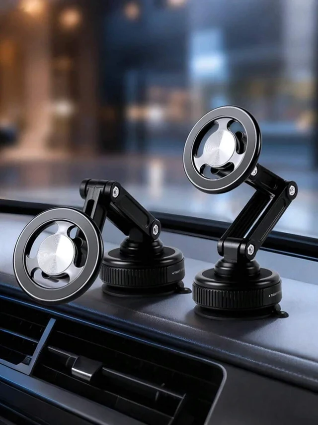 Alt view image 2 of 7 - Bks 360° Adjustable Car Phone Holder With Suction Cup Magnetic Base Compatible IPhone MagSafe Android Foldable Dashboard Windshield Mount