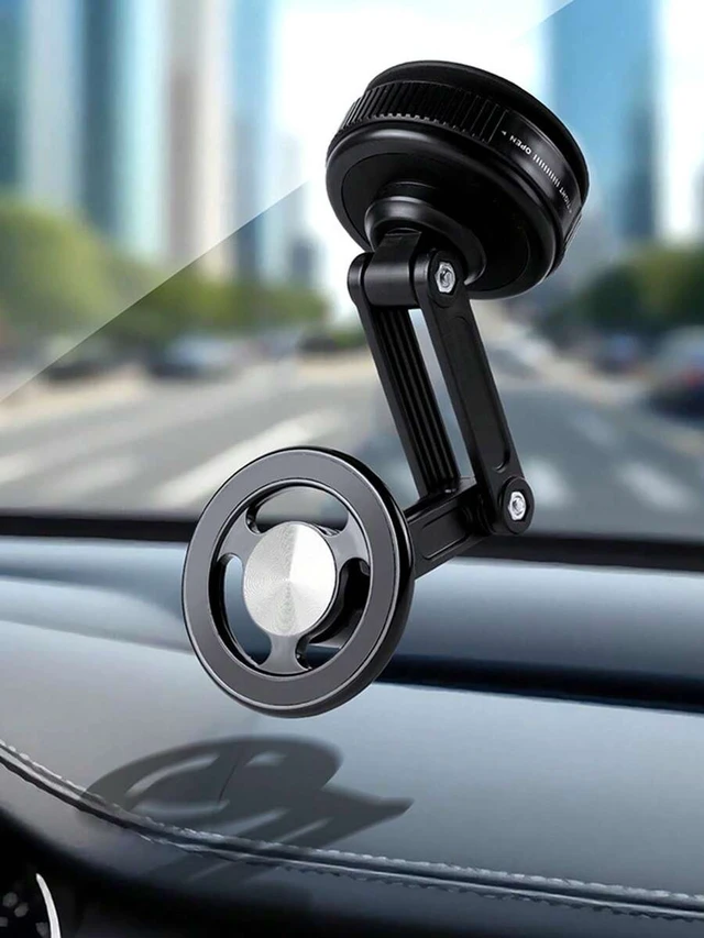 Alt view image 5 of 7 - Bks 360° Adjustable Car Phone Holder With Suction Cup Magnetic Base Compatible IPhone MagSafe Android Foldable Dashboard Windshield Mount