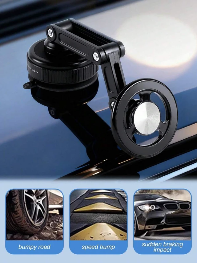 Alt view image 6 of 7 - Bks 360° Adjustable Car Phone Holder With Suction Cup Magnetic Base Compatible IPhone MagSafe Android Foldable Dashboard Windshield Mount