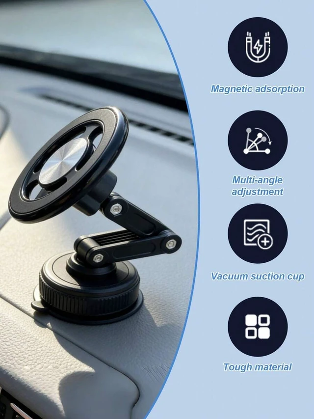 Alt view image 7 of 7 - Bks 360° Adjustable Car Phone Holder With Suction Cup Magnetic Base Compatible IPhone MagSafe Android Foldable Dashboard Windshield Mount