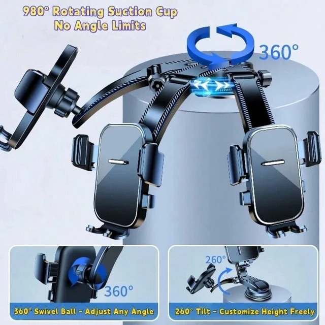 Alt view image 3 of 7 - Bks Car Phone Holder With 360 Rotation Suction Cup Durable ABS Mount Dashboard Navigation Smartphone Stand