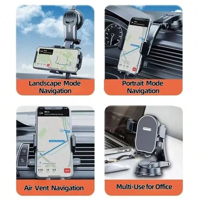 Alt view image 5 of 7 - Bks Car Phone Holder With 360 Rotation Suction Cup Durable ABS Mount Dashboard Navigation Smartphone Stand
