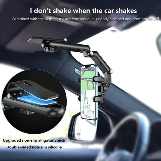 Alt view image 5 of 6 - Bks Car Phone Holder Mount, 360° Rotatable & Foldable Clip, Multi-Axis Adjustable Stand With Non-Slip Grip, Universal Dashboard Cell Phone Stand