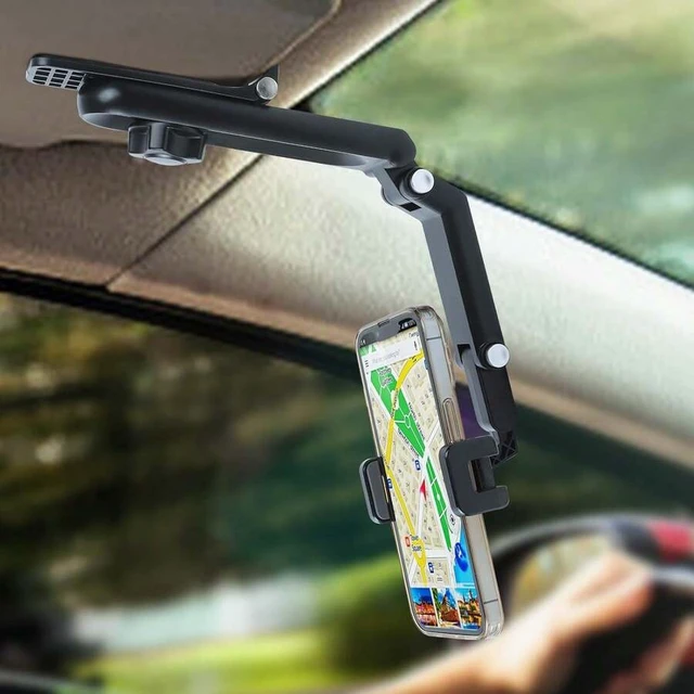 Alt view image 2 of 7 - Bks 1080° Rotatable Car Sun Visor Phone Mount, Multi Angle Adjustable Cell Phone Holder For Car, Universal GPS Navigation Phone Clip