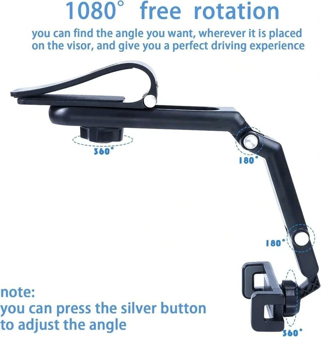 Alt view image 6 of 7 - Bks 1080° Rotatable Car Sun Visor Phone Mount, Multi Angle Adjustable Cell Phone Holder For Car, Universal GPS Navigation Phone Clip