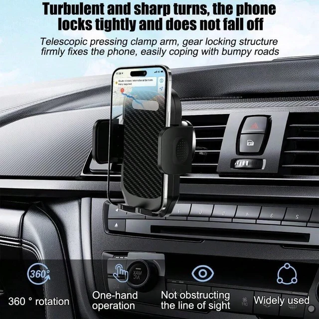 Alt view image 2 of 6 - Bks Car Phone Holder Vent Mount Shockproof Universal Sedan Truck SUV with Metal Hook Clip 360