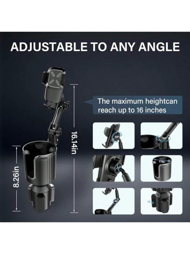 Alt view image 2 of 7 - Bks Universal Cup Holder Phone Mount with 360 Rotation Expandable Stand for All Mobile Phones and Cars