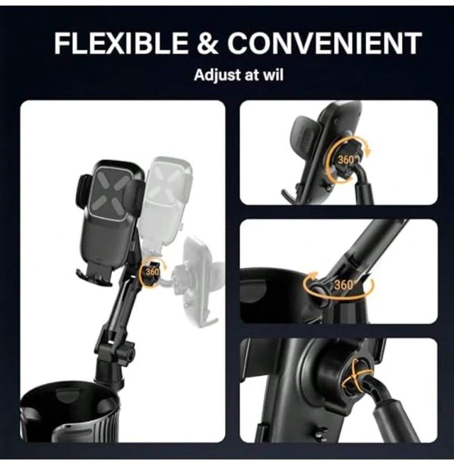 Alt view image 5 of 7 - Bks Universal Cup Holder Phone Mount with 360 Rotation Expandable Stand for All Mobile Phones and Cars