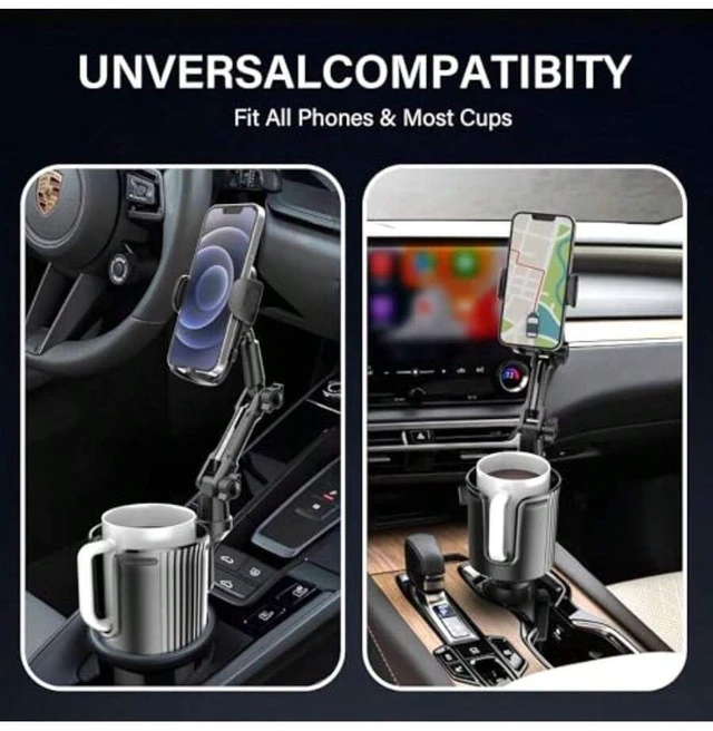 Alt view image 7 of 7 - Bks Universal Cup Holder Phone Mount with 360 Rotation Expandable Stand for All Mobile Phones and Cars