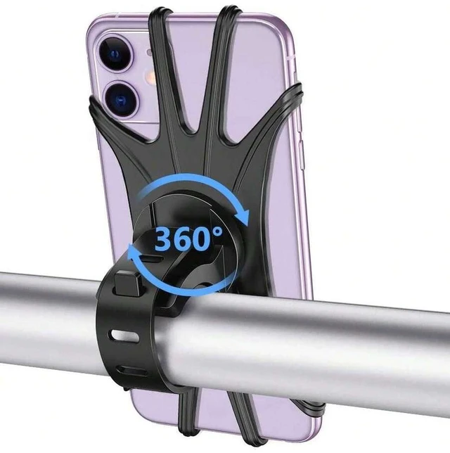 Main image of Bks Bike Phone Mount 360 Rotation Universal Silicone Holder Compatible iPhone Android Cell