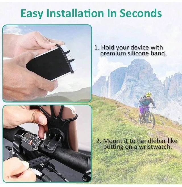 Alt view image 3 of 7 - Bks Bike Phone Mount 360 Rotation Universal Silicone Holder Compatible iPhone Android Cell