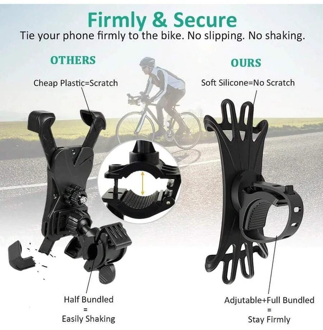 Alt view image 7 of 7 - Bks Bike Phone Mount 360 Rotation Universal Silicone Holder Compatible iPhone Android Cell