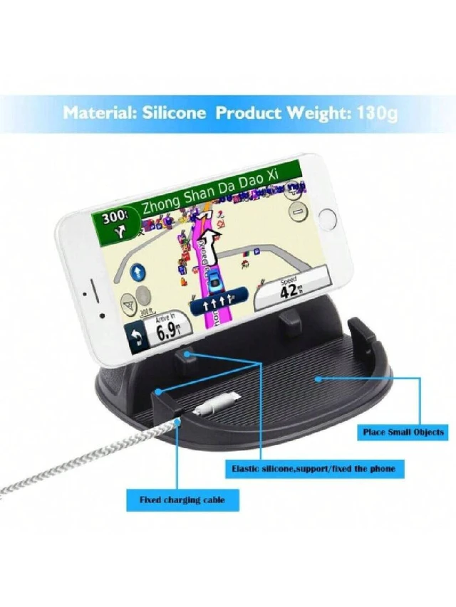Alt view image 2 of 3 - Bks Oleksil Car Cell Phone Holder Dashboard Mount Anti-Slip Silicone Pad Compatible With iPhone Samsung Android Smartphones Tablets