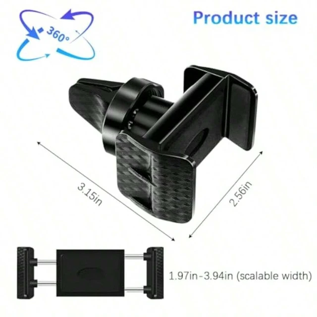 Alt view image 3 of 7 - Bks Adjustable Carbon Fiber Car Vent Phone Holder 360 Rotation Universal Smartphone Mount Stable Hands-Free Automotive Interior Cradle