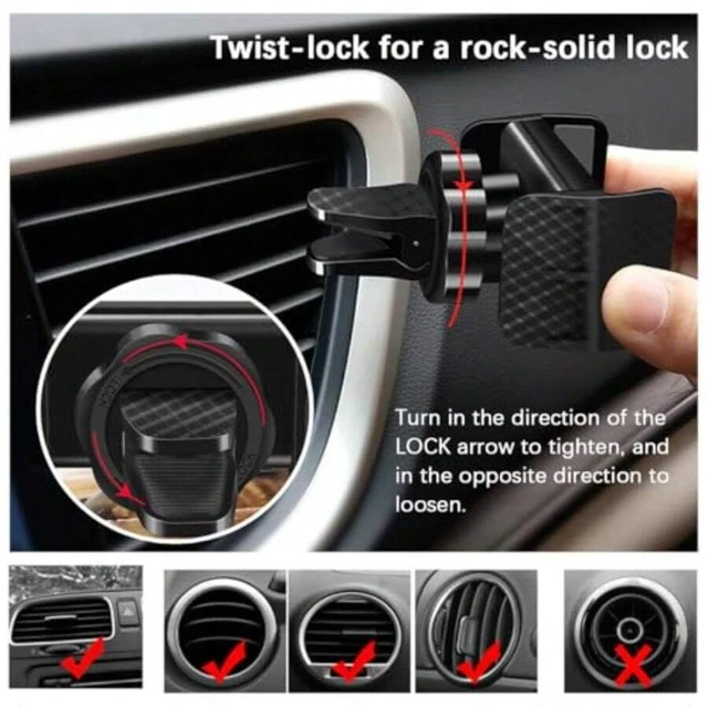 Alt view image 5 of 7 - Bks Adjustable Carbon Fiber Car Vent Phone Holder 360 Rotation Universal Smartphone Mount Stable Hands-Free Automotive Interior Cradle