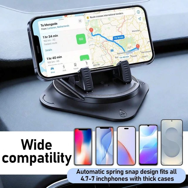 Alt view image 2 of 7 - Bks 360° Rotatable Car Phone Holder, Dashboard Suction Cup Mount, Adjustable Vertical & Horizontal Stand for iPhone Smartphones Fitness Equipment