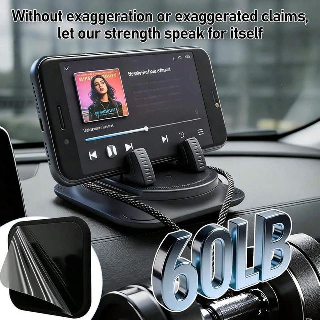 Alt view image 3 of 7 - Bks 360° Rotatable Car Phone Holder, Dashboard Suction Cup Mount, Adjustable Vertical & Horizontal Stand for iPhone Smartphones Fitness Equipment