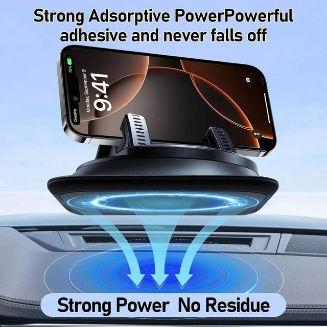Alt view image 6 of 7 - Bks 360° Rotatable Car Phone Holder, Dashboard Suction Cup Mount, Adjustable Vertical & Horizontal Stand for iPhone Smartphones Fitness Equipment