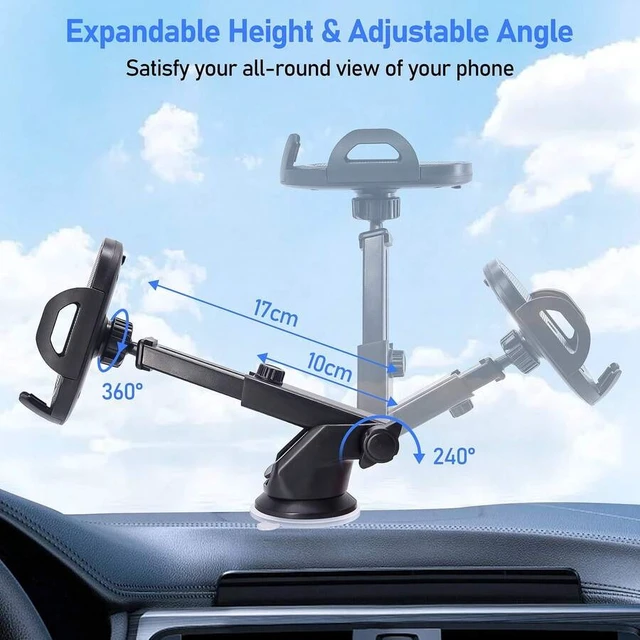 Alt view image 5 of 7 - Bks Universal Car Phone Holder Dashboard Windshield Vent Mount Adjustable Angles Carbon Fiber Black for iPhone Android