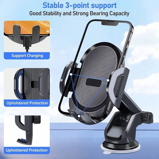 Alt view image 7 of 7 - Bks Universal Car Phone Holder Dashboard Windshield Vent Mount Adjustable Angles Carbon Fiber Black for iPhone Android