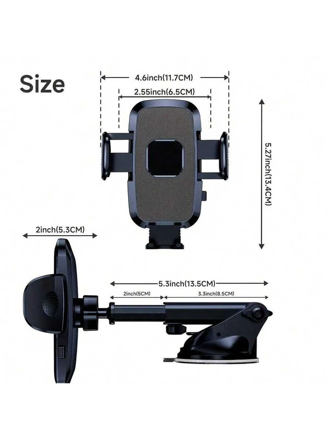 Alt view image 2 of 7 - Bks 360 Degree Universal Car Phone Mount Holder, Strong Suction Cup Windshield Vent Dashboard Stand Compatible With iPhone Android Smartphones GPS Navigation