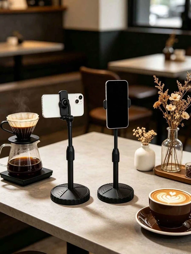 Alt view image 2 of 7 - Bks Round Disc Floor-Standing Adjustable Phone Holder, Multifunctional Rotating Desktop Stand, Height Adjustment for TV Viewing