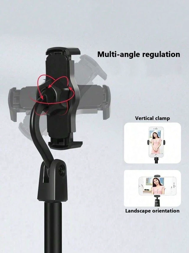 Alt view image 3 of 7 - Bks Round Disc Floor-Standing Adjustable Phone Holder, Multifunctional Rotating Desktop Stand, Height Adjustment for TV Viewing