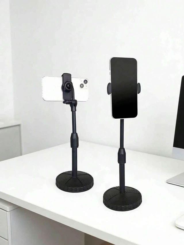 Alt view image 7 of 7 - Bks Round Disc Floor-Standing Adjustable Phone Holder, Multifunctional Rotating Desktop Stand, Height Adjustment for TV Viewing