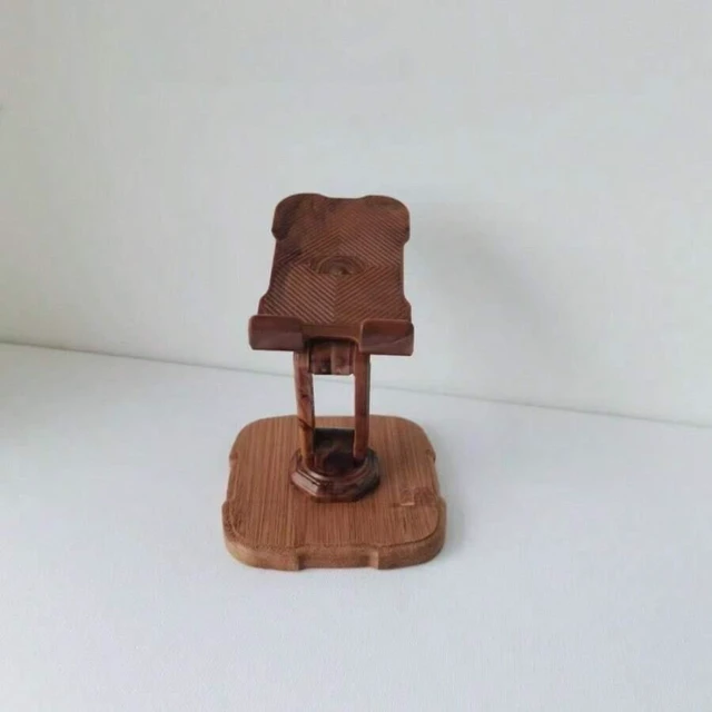 Alt view image 6 of 7 - Bks 360 Rotating Phone Stand Adjustable Height Heavy-Duty Carbon Steel Wood Desktop Holder for Laptops Tablets Phones Cameras
