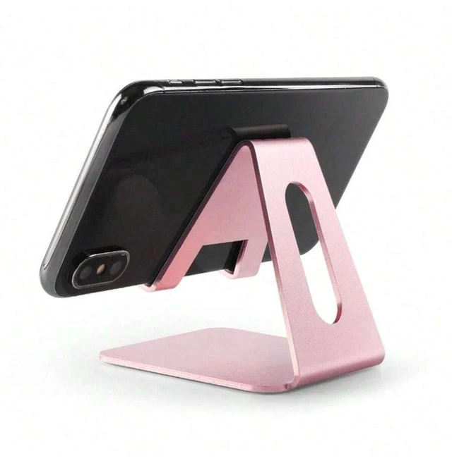 Main image of Bks Pink Aluminum Alloy Slouchy Desktop Phone Stand Holder Compatible with iPhone Android Tablet Gift